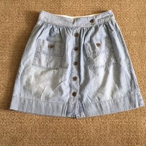 J Crew Factory Button Down Denim Skirt